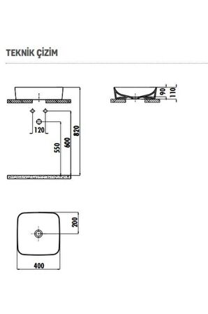 CREAVİT UL040 Tezgah Üstü 40 cm Siyah Mat Ultra Çanak Lavabo