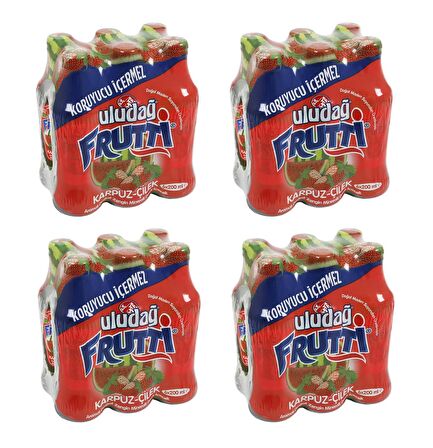 Uludağ Frutti Karpuz Çilek Aromalı Maden Suyu 200 Ml X 24 Adet