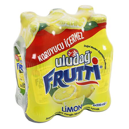 Uludağ Frutti Limon Aromalı Maden Suyu 200 Ml X 6 Adet