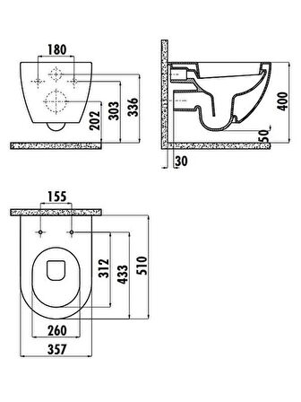 Creavit FE322 Free Asma Klozet Rim-Off Siyah Mat + Creavit Duck Y.K Siyah Mat Kapak