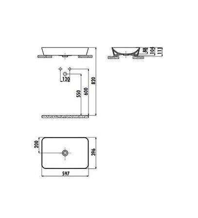 Creavit UL060 60 Cm Basalt Mat Ultra Lavabo Dikdörtgen Çanak Tipi 