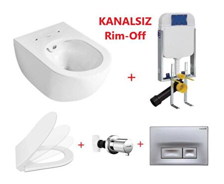 Creavit Free Rim-Off Asma Klozet Beyaz FE322 + Slim İnci Nkp Yavaş Kapaklı