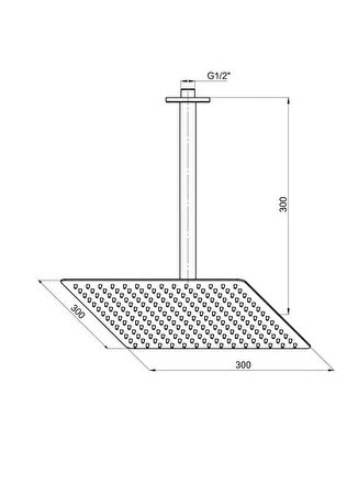 Gpd Ankastre Duş Başlığı Kare Slim Metal 30*30 Cm Siyah ADS21-s