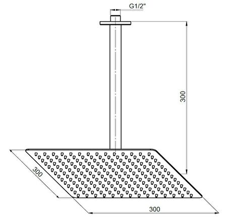 GPD Ankastre Duş Başlığı Kare Slim Metal 30x30 cm ADS21