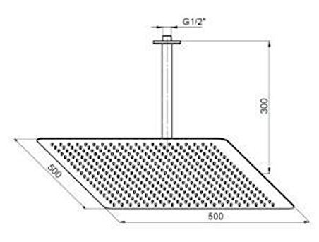 GPD Ankastre Duş Başlığı Kare Slim Metal 50x50 cm ADS25