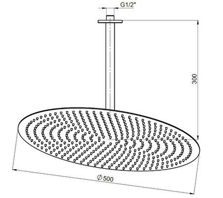 GPD Ankastre Duş Başlığı Oval Slim Metal Ø50 cm ADS26