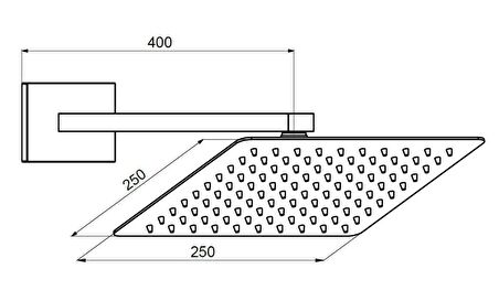 GPD Ankastre Duş Başlığı Kare Slim Metal 25x25 cm Siyah ADS29-S