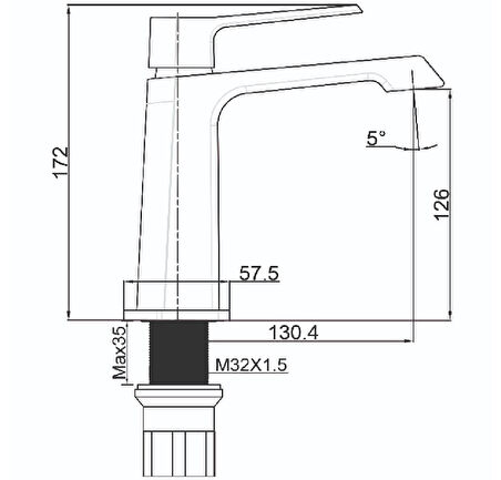 Creavit Stark Lavabo Bataryası Gun Grey SK1500GR