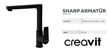 Creavit Sr8500S Sharp Evye Mutfak Bataryası Mat Siyah