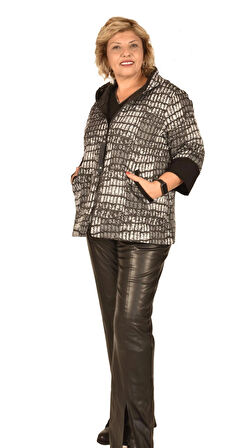 ULTİMOD SİYAH BEYAZ ÖRME ASTARLI CEKET ULT5132