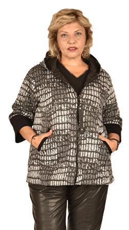 ULTİMOD SİYAH BEYAZ ÖRME ASTARLI CEKET ULT5132