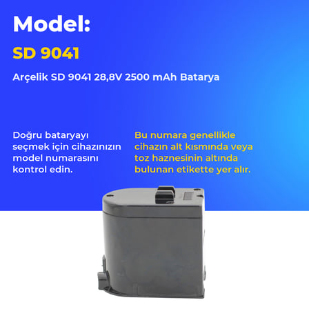 Arçelik SD 9041 28,8V 2500 mAh Batarya