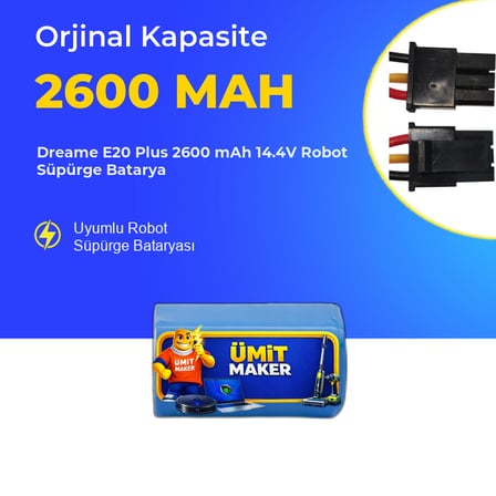 Dreame E20 Plus 2600 mAh 14.4V Robot Süpürge Batarya