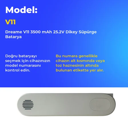 Dreame V11 3500 mAh 25.2V Dikey Süpürge Batarya