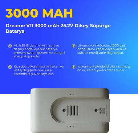 Dreame V11 3000 mAh 25.2V Dikey Süpürge Batarya