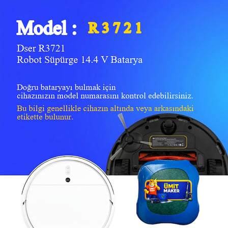Dser R3721 Robot Süpürge 2600 mAh Batarya