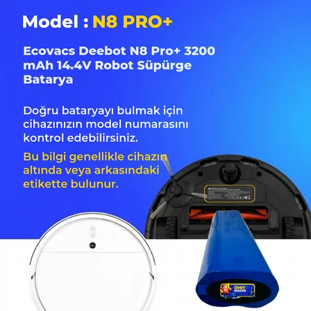Ecovacs Deebot N8 Pro+ 3200 mAh 14.4V Robot Süpürge Batarya