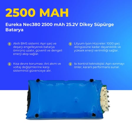 Eureka Nec380 2500 mAh 25.2V Dikey Süpürge Batarya