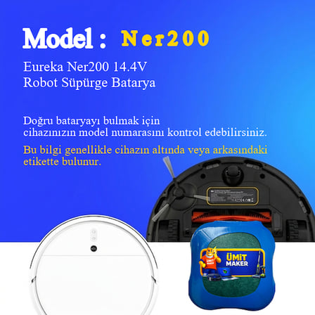 Eureka Ner200 2600 mAh 14.4V Robot Süpürge Batarya