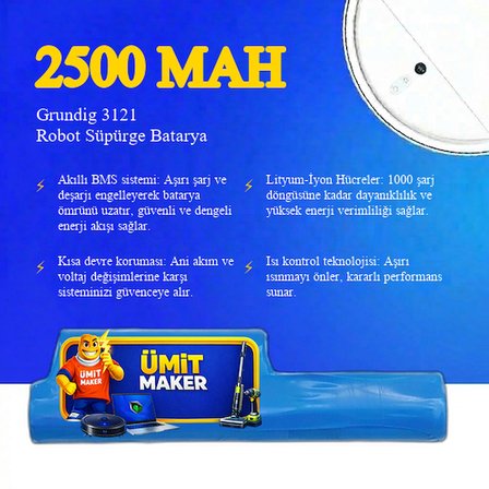 Grundig 3121 Robot Süpürge 2500 Mah Batarya