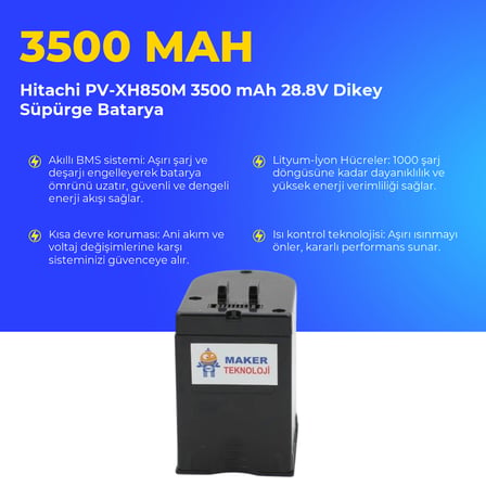 Hitachi PV-XH850M 3500 mAh 28.8V Dikey Süpürge Batarya