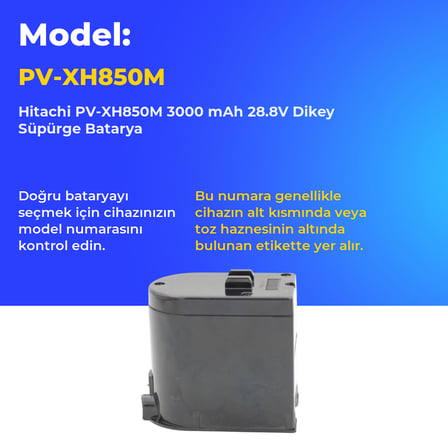 Hitachi PV-XH850M 3000 mAh 28.8V Dikey Süpürge Batarya