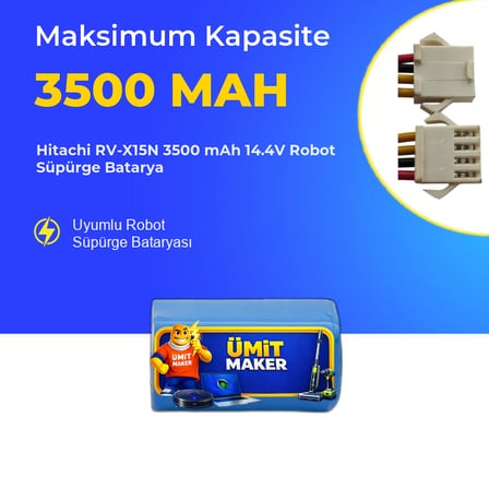 Hitachi RV-X15N 3500 mAh 14.4V Robot Süpürge Batarya
