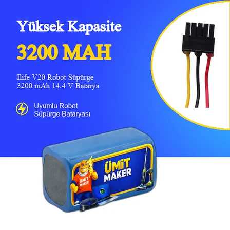 Ilife V20 Robot Süpürge 3200 mAh 14.4V Batarya