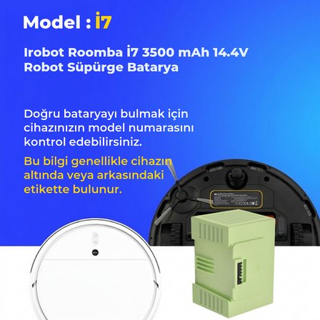 Irobot Roomba İ7 3500 mAh 14.4V Robot Süpürge Batarya