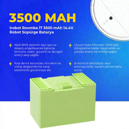 Irobot Roomba İ7 3500 mAh 14.4V Robot Süpürge Batarya