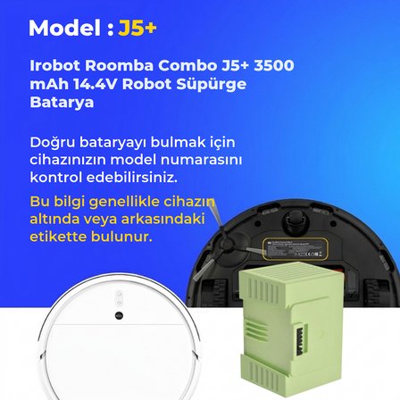 Irobot Roomba Combo J5+ 3500 mAh 14.4V Robot Süpürge Batarya