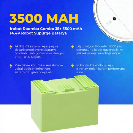 Irobot Roomba Combo J5+ 3500 mAh 14.4V Robot Süpürge Batarya