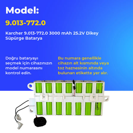 Karcher 9.013-772.0 3000 mAh 25.2V Dikey Süpürge Batarya