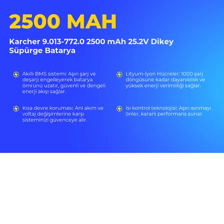 Karcher 9.013-772.0 2500 mAh 25.2V Dikey Süpürge Batarya