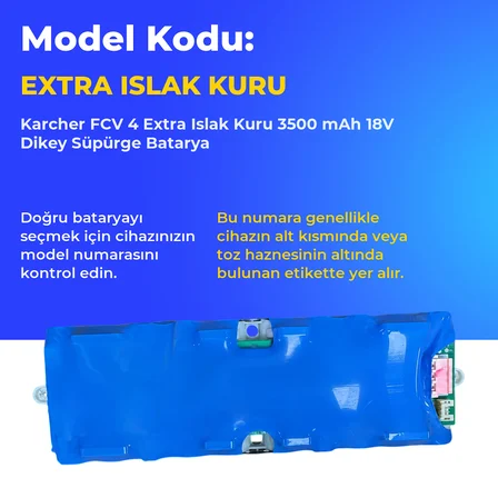Karcher FCV 4 Extra Islak Kuru 3500 mAh 18V Dikey Süpürge Batarya