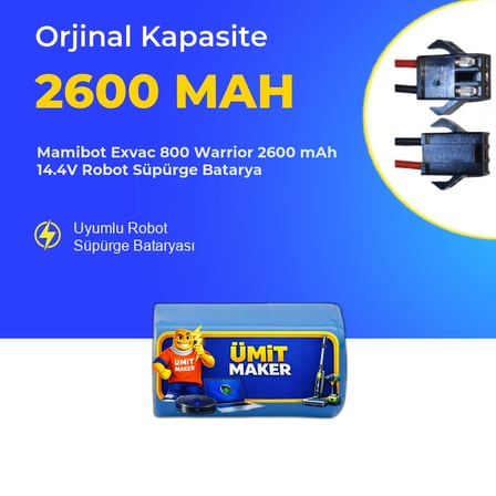 Mamibot Exvac 800 Warrior 2600 mAh 14.4V Robot Süpürge Batarya