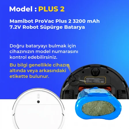 Mamibot ProVac Plus 2 3200 mAh 7.2V Robot Süpürge Batarya