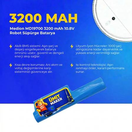 Medion MD19700 3200 mAh 10.8V Robot Süpürge Batarya