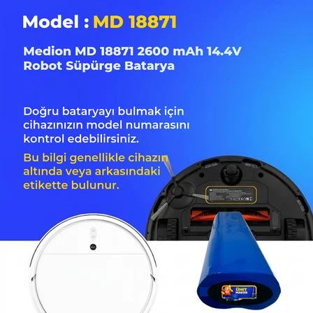 Medion MD 18871 2600 mAh 14.4V Robot Süpürge Batarya