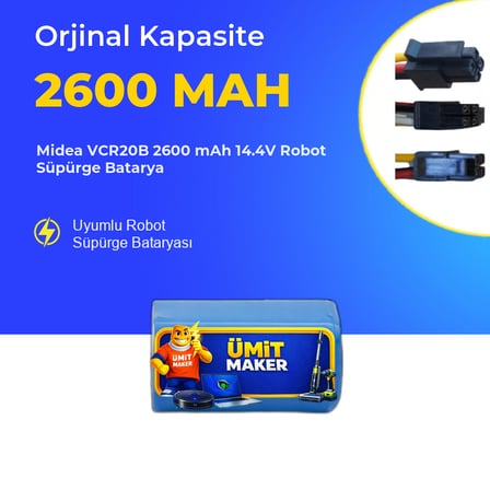 Midea VCR20B 2600 mAh 14.4V Robot Süpürge Batarya