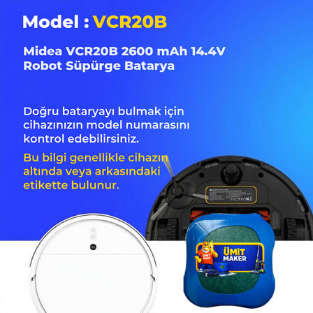 Midea VCR20B 2600 mAh 14.4V Robot Süpürge Batarya