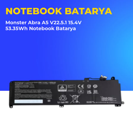 Monster Abra A5 V22.5.1 15.4V 53.35Wh Notebook Batarya