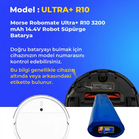 Morse Robomate Ultra+ R10 3200 mAh 14.4V Robot Süpürge Batarya