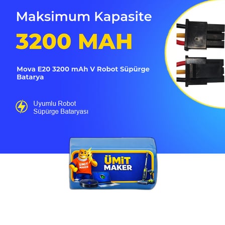 Mova E20 3200 mAh V Robot Süpürge Batarya