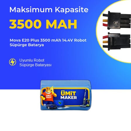 Mova E20 Plus 3500 mAh 14.4V Robot Süpürge Batarya