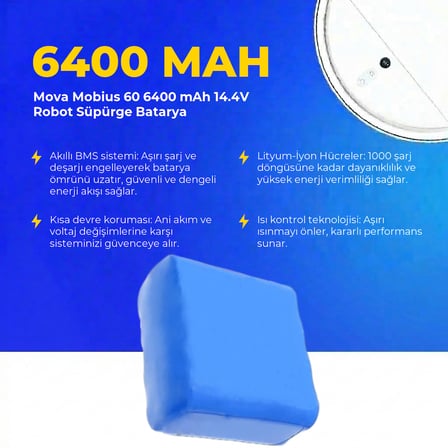 Mova Mobius 60 6400 mAh 14.4V Robot Süpürge Batarya