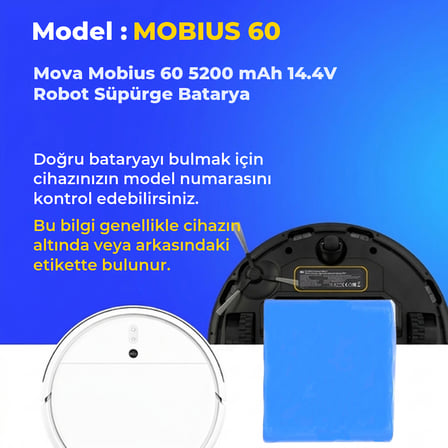 Mova Mobius 60 5200 mAh 14.4V Robot Süpürge Batarya