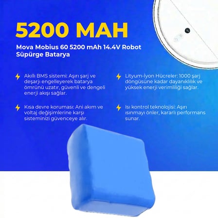 Mova Mobius 60 5200 mAh 14.4V Robot Süpürge Batarya