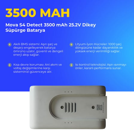 Mova S4 Detect 3500 mAh 25.2V Dikey Süpürge Batarya