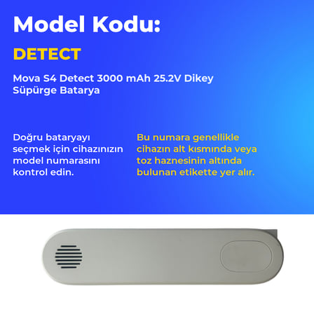 Mova S4 Detect 3000 mAh 25.2V Dikey Süpürge Batarya